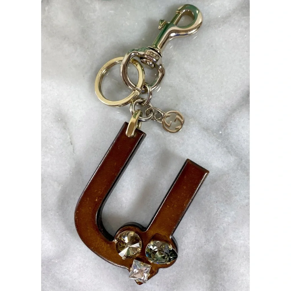 Gucci Alphabet Letter “U” Wooden & Crystal Bag Charm/Keychain - Picture 10 of 10